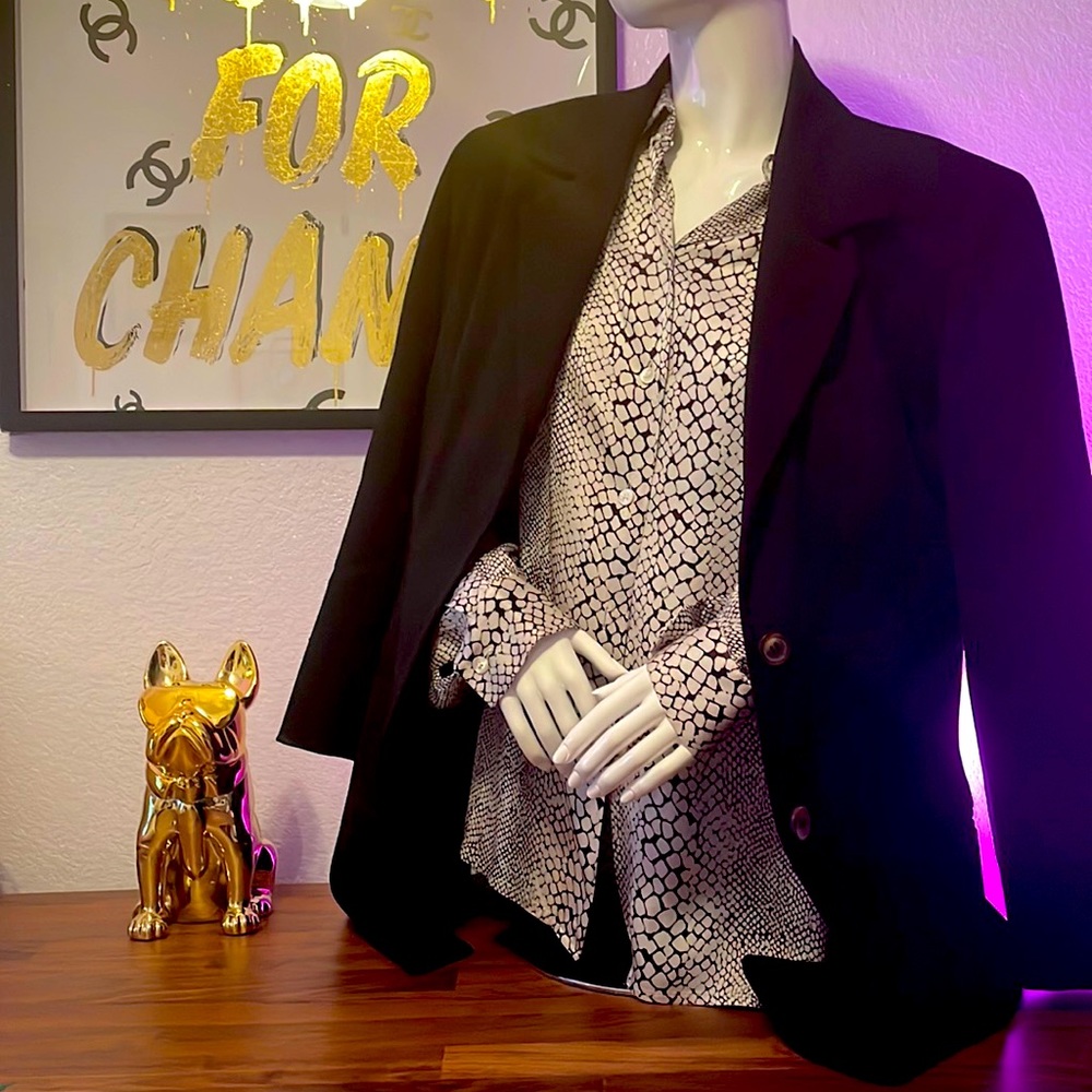 Vintage Emanuel Ungaro Black Wool Blazer Minimalist‎ Old Money Quiet Luxury